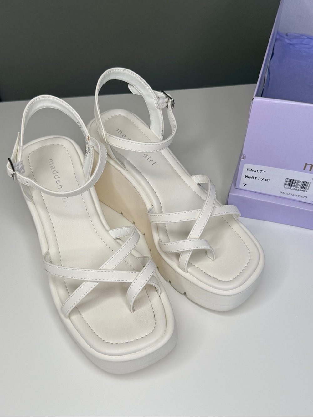 Madden Girl White Platform Vaultt Sandals